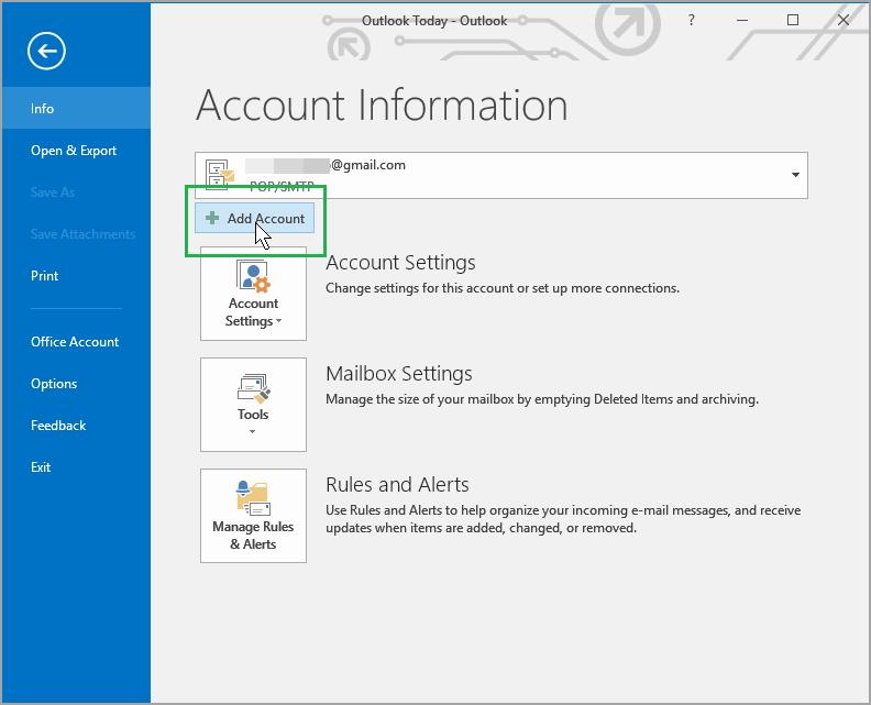 How to add outlook account