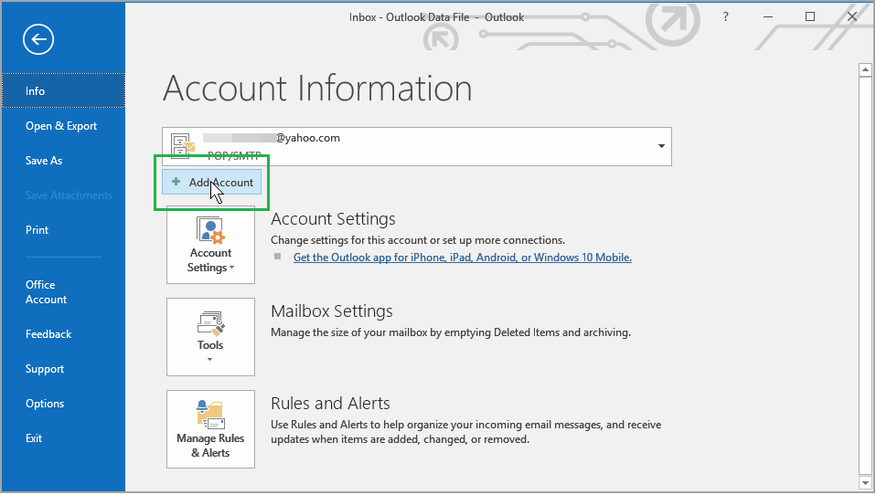 blad Clip sommerfugl efterår Yahoo Account in Outlook 2016 Using IMAP