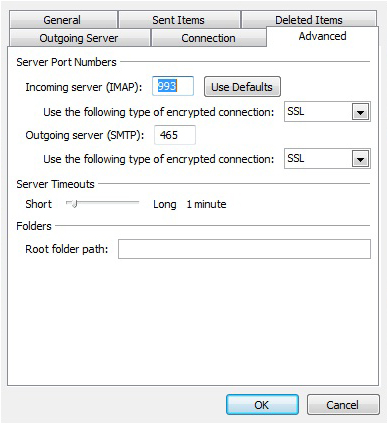 aol imap settings for outlook 2010