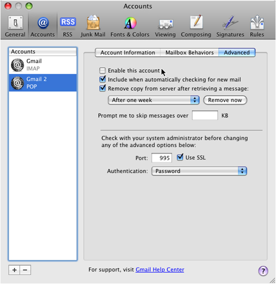 enable gmail for mac mail