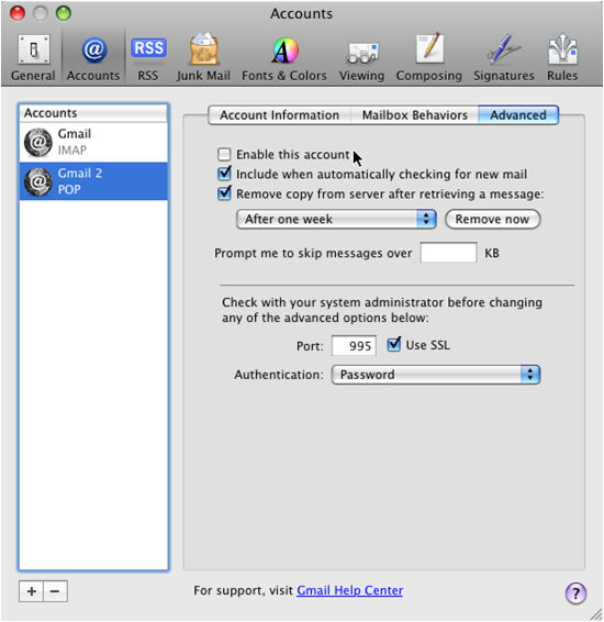 os x mail account xserver setup