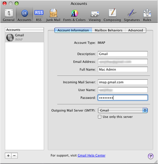 mac mail settings for gmail