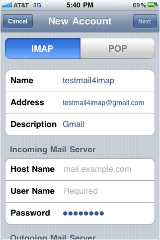 gmail incoming server settings security type
