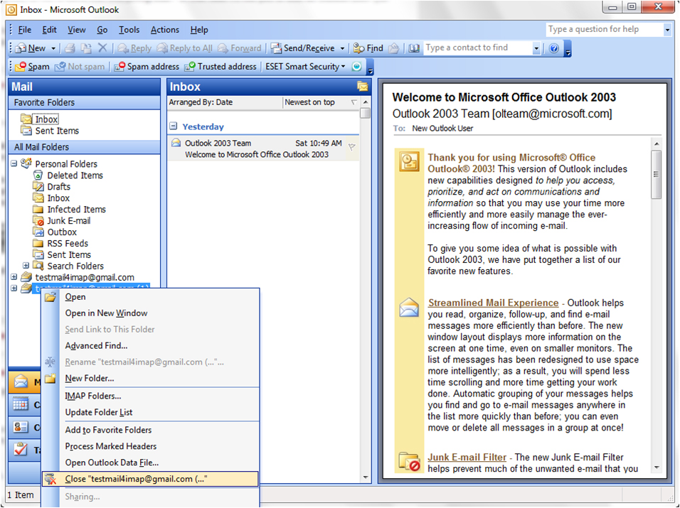 setting up gmail on outlook 2003