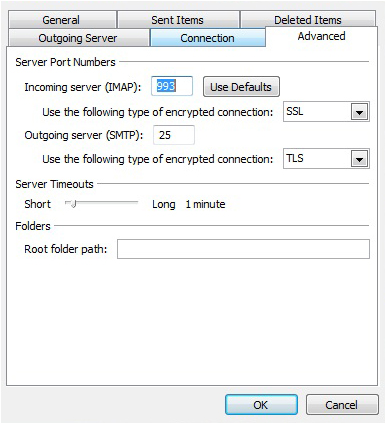 google imap settings for outlook 2010