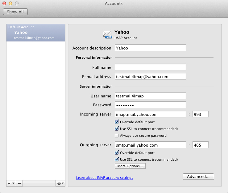 Como adicionar e configurar e-mail do Yahoo no Mac